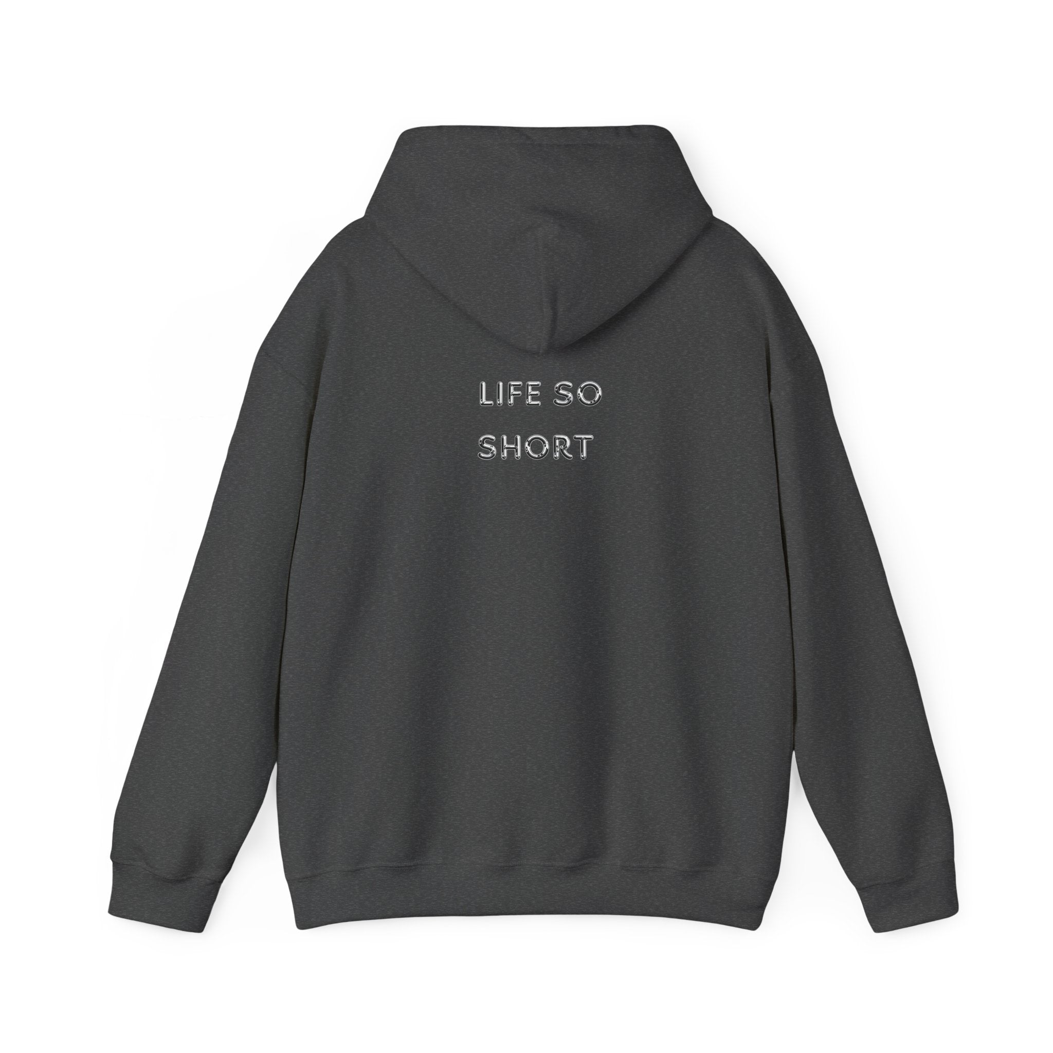 Hoodie — 'Life So Short' Minimal Logo Black Pullover
