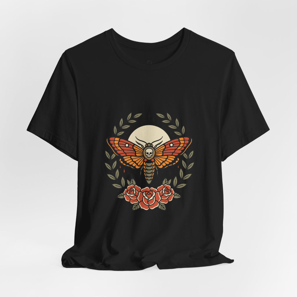 Moth & Roses Traditional Tattoo Tee | Vintage Flash, Banner Floral