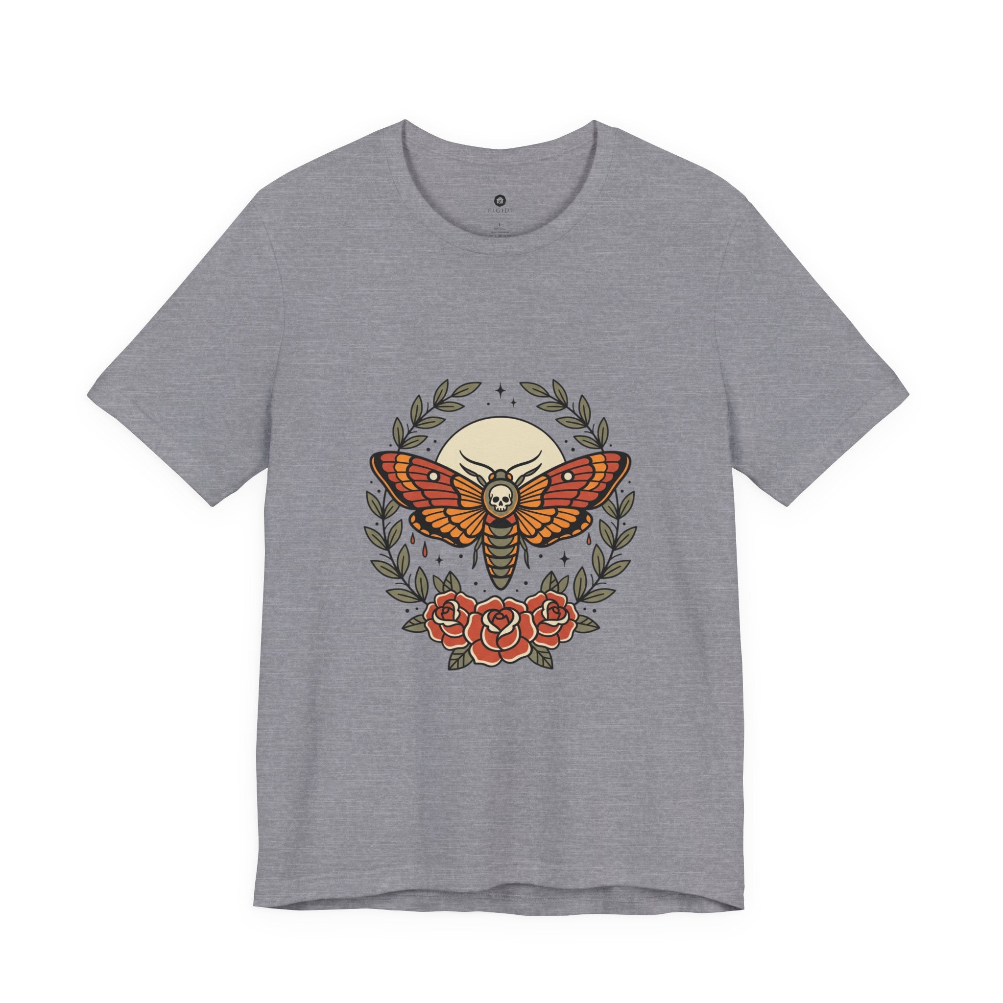 Moth & Roses Traditional Tattoo Tee | Vintage Flash, Banner Floral