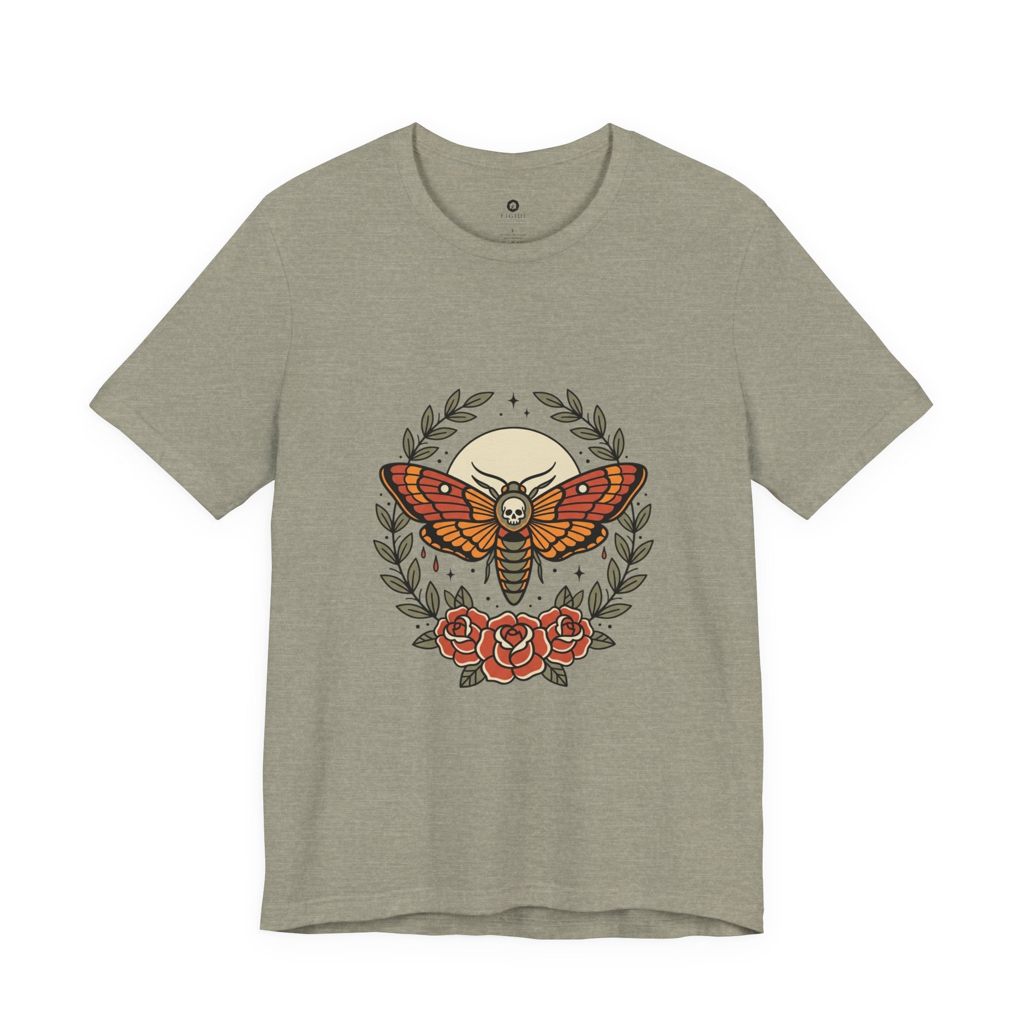 Moth & Roses Traditional Tattoo Tee | Vintage Flash, Banner Floral