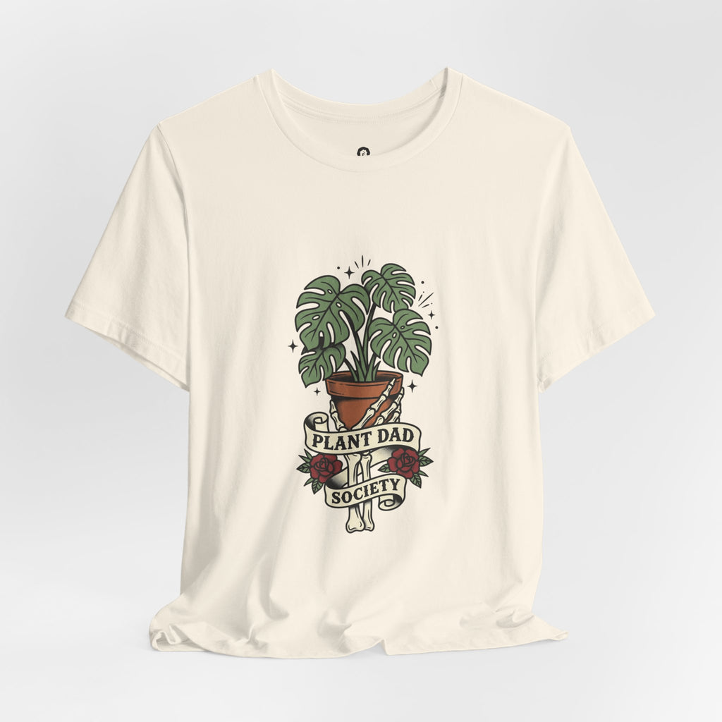 Plant Dad Society T-Shirt | Traditional Tattoo Plant Badge, Monstera Floral Flash