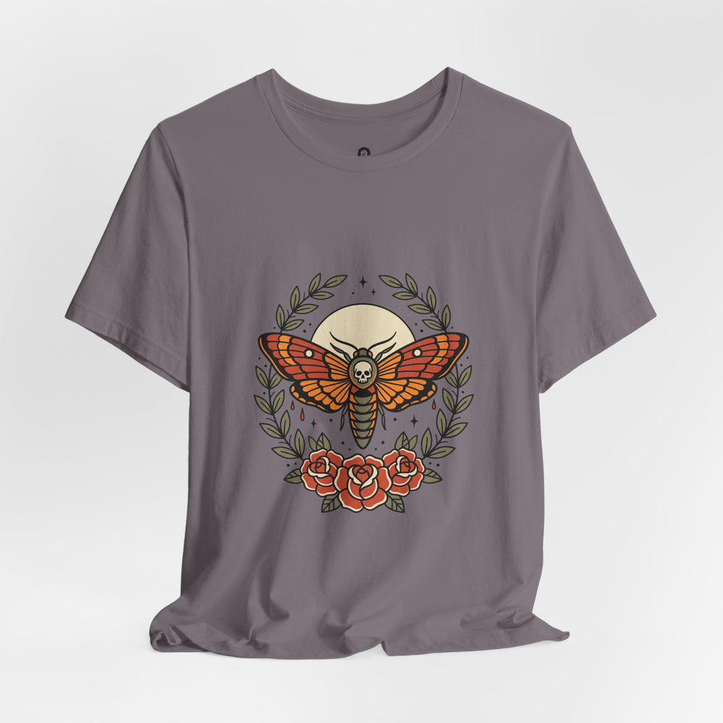 Moth & Roses Traditional Tattoo Tee | Vintage Flash, Banner Floral