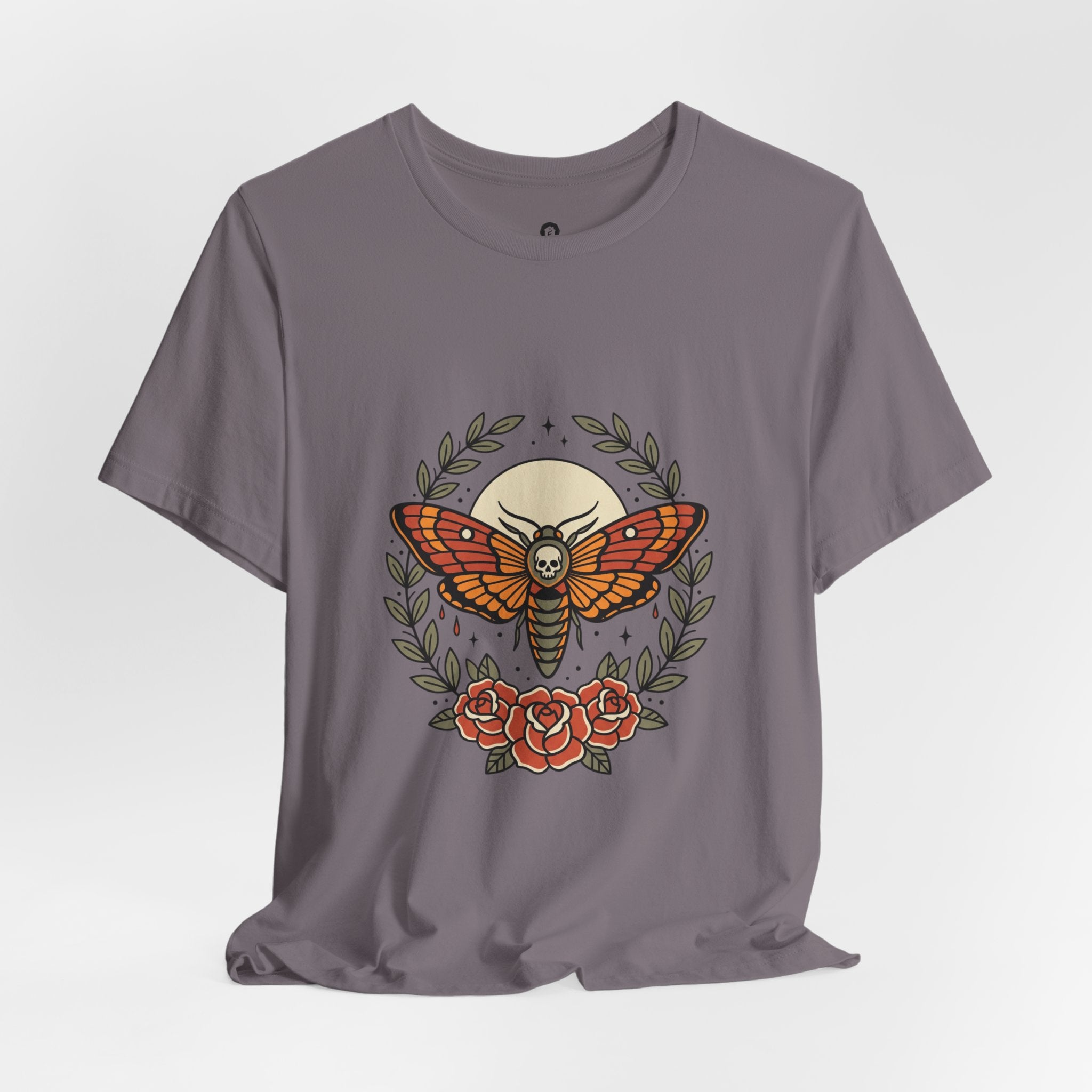 Moth & Roses Traditional Tattoo Tee | Vintage Flash, Banner Floral