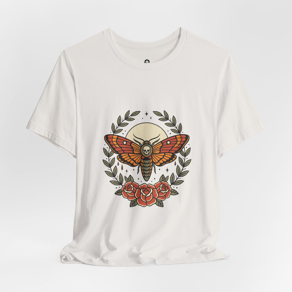 Moth & Roses Traditional Tattoo Tee | Vintage Flash, Banner Floral