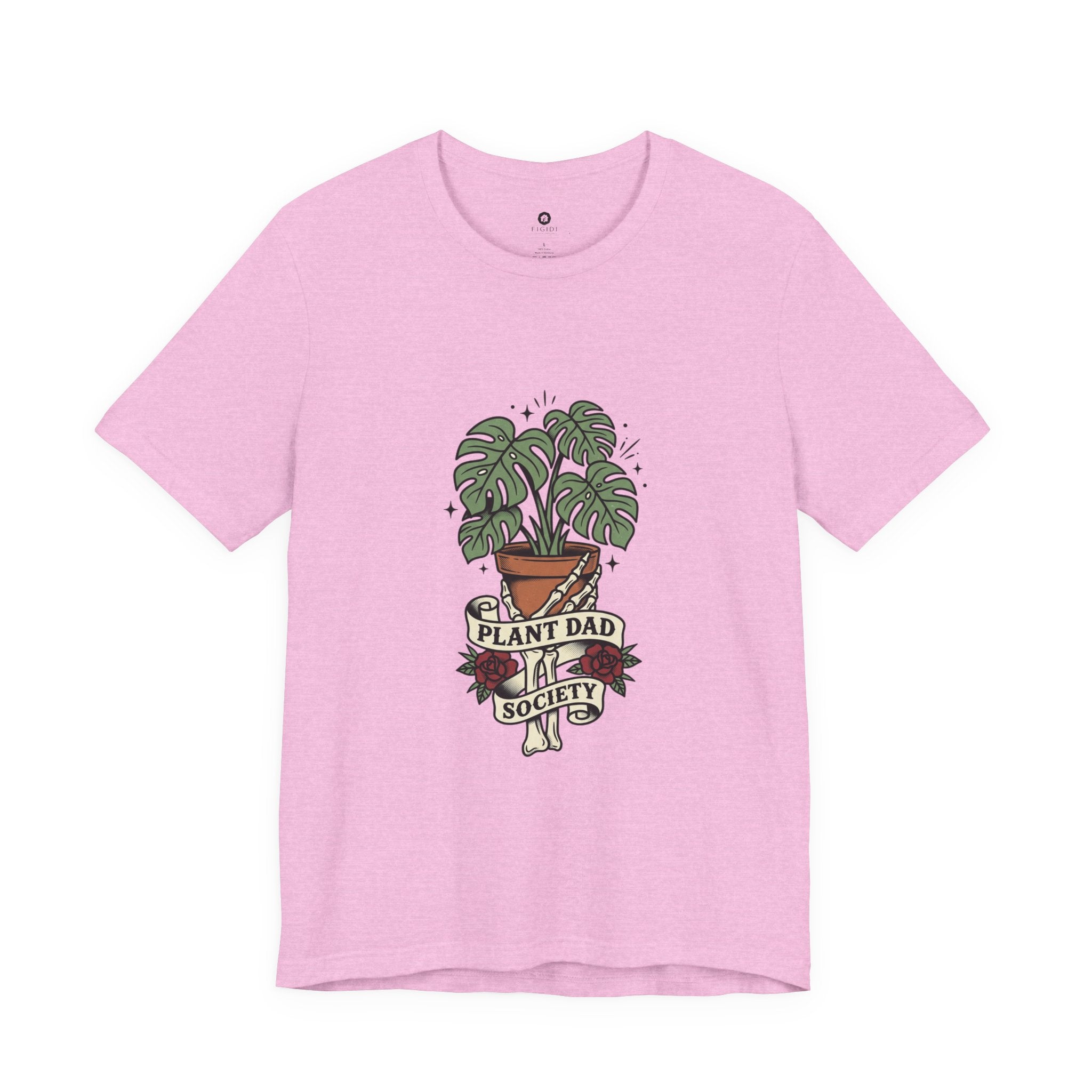 Plant Dad Society T-Shirt | Traditional Tattoo Plant Badge, Monstera Floral Flash