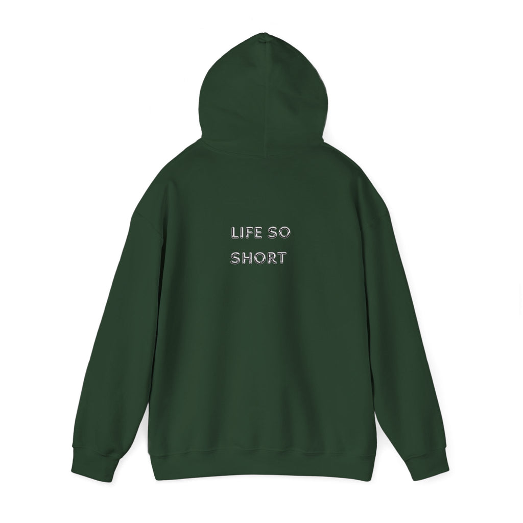 Hoodie — 'Life So Short' Minimal Logo Black Pullover