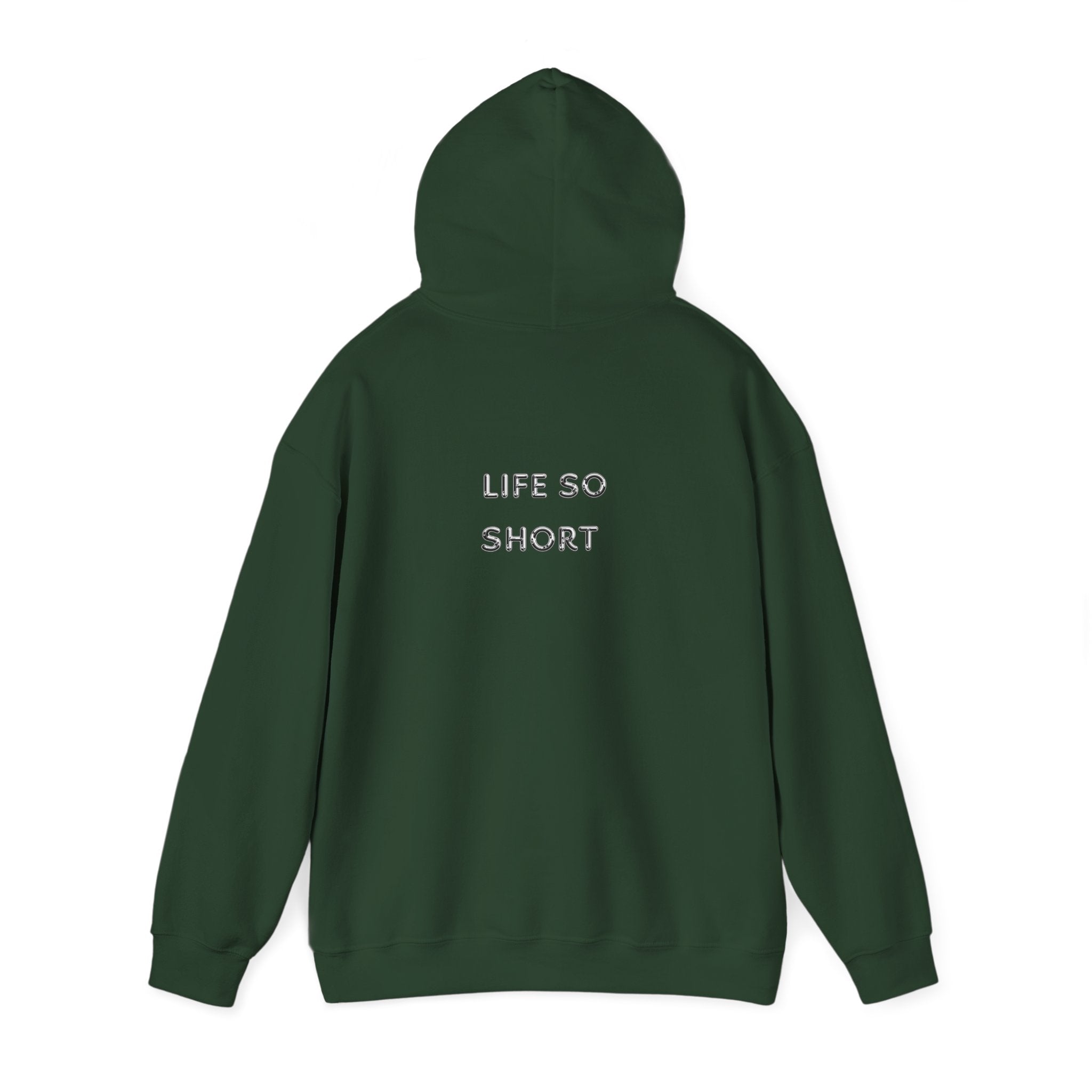 Hoodie — 'Life So Short' Minimal Logo Black Pullover