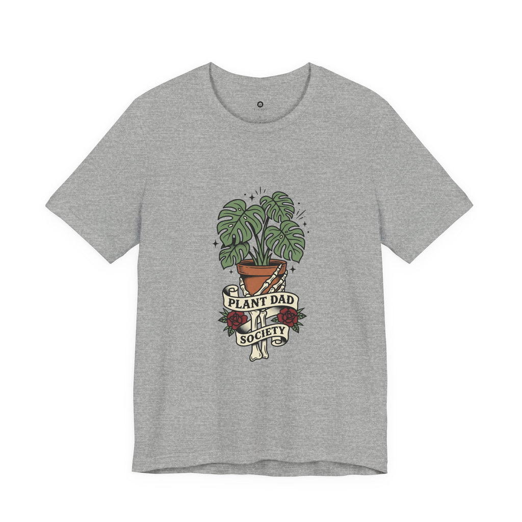 Plant Dad Society T-Shirt | Traditional Tattoo Plant Badge, Monstera Floral Flash