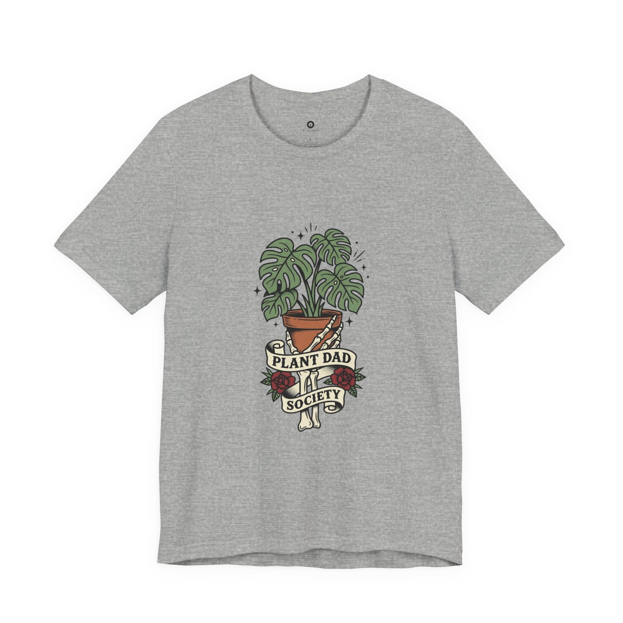 Plant Dad Society T-Shirt | Traditional Tattoo Plant Badge, Monstera Floral Flash