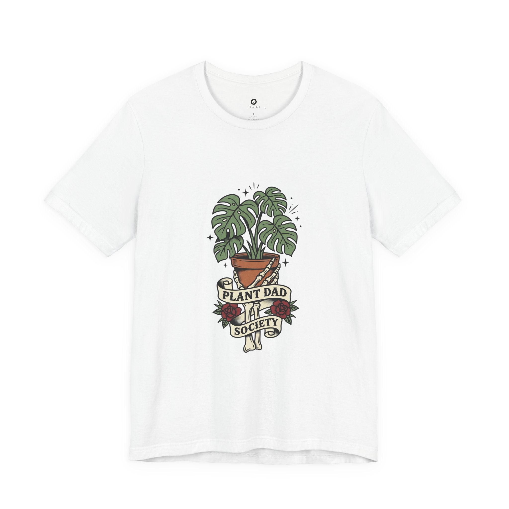 Plant Dad Society T-Shirt | Traditional Tattoo Plant Badge, Monstera Floral Flash