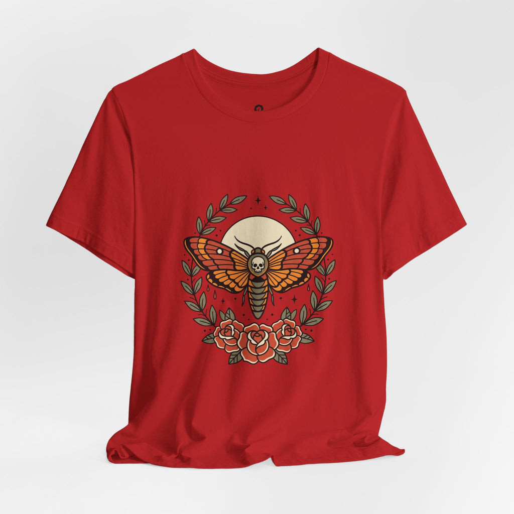 Moth & Roses Traditional Tattoo Tee | Vintage Flash, Banner Floral