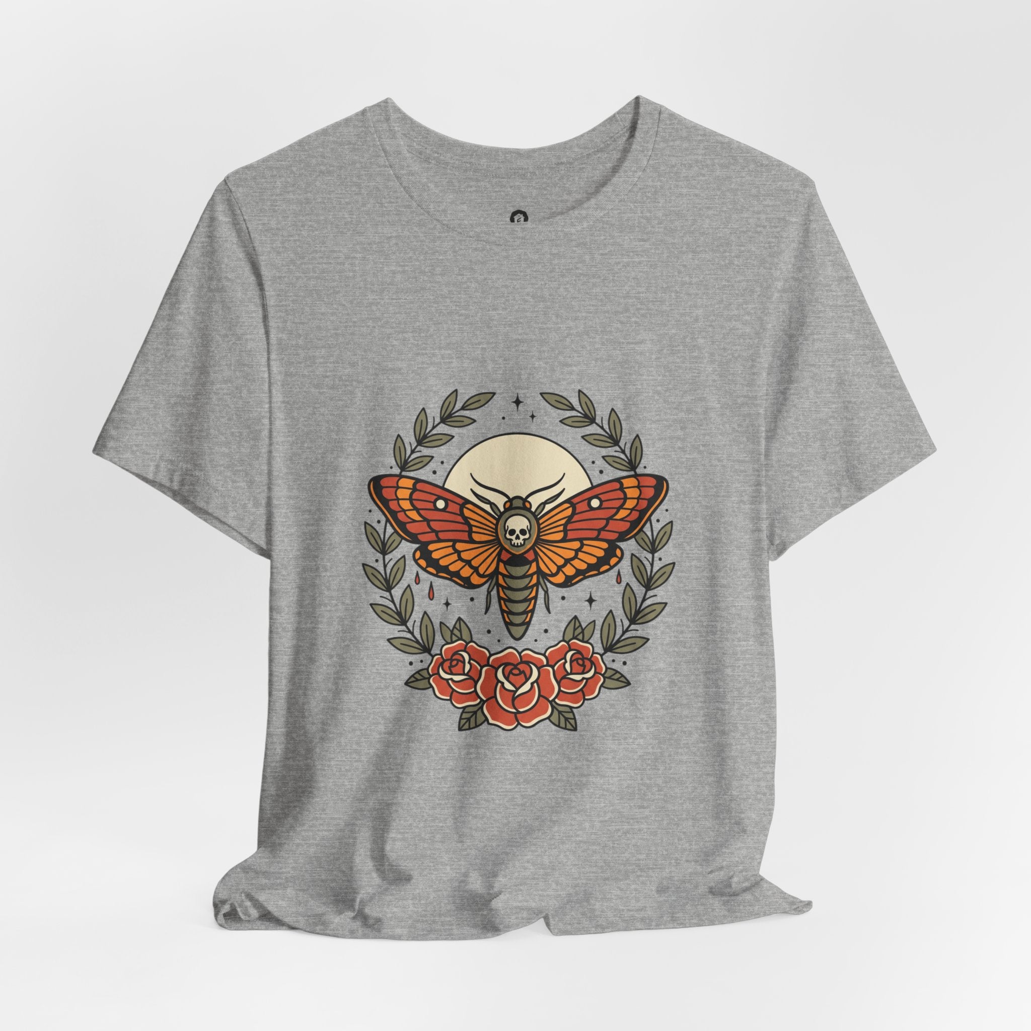 Moth & Roses Traditional Tattoo Tee | Vintage Flash, Banner Floral