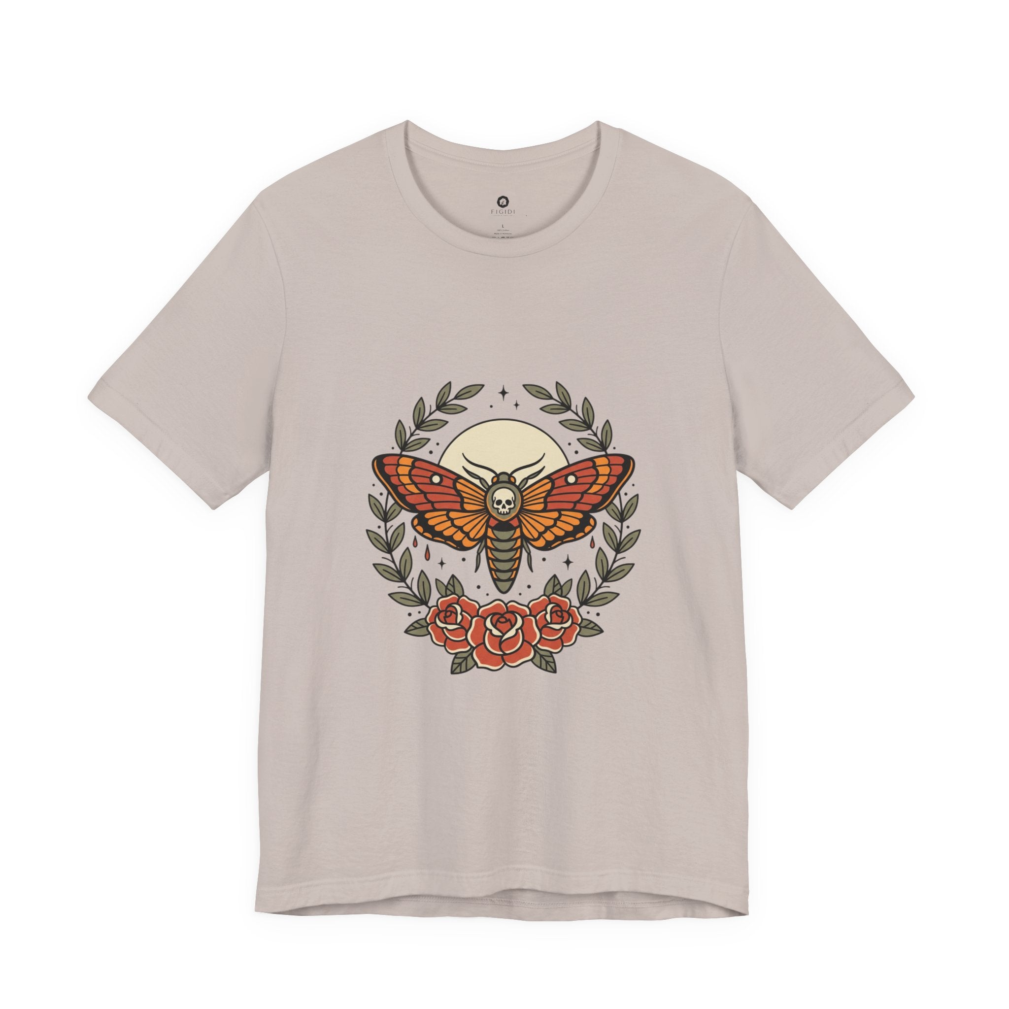 Moth & Roses Traditional Tattoo Tee | Vintage Flash, Banner Floral