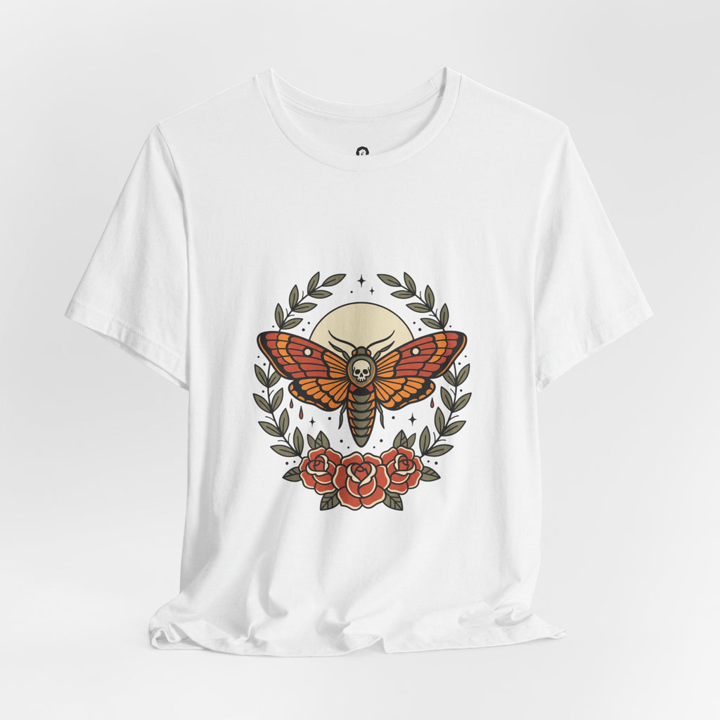 Moth & Roses Traditional Tattoo Tee | Vintage Flash, Banner Floral