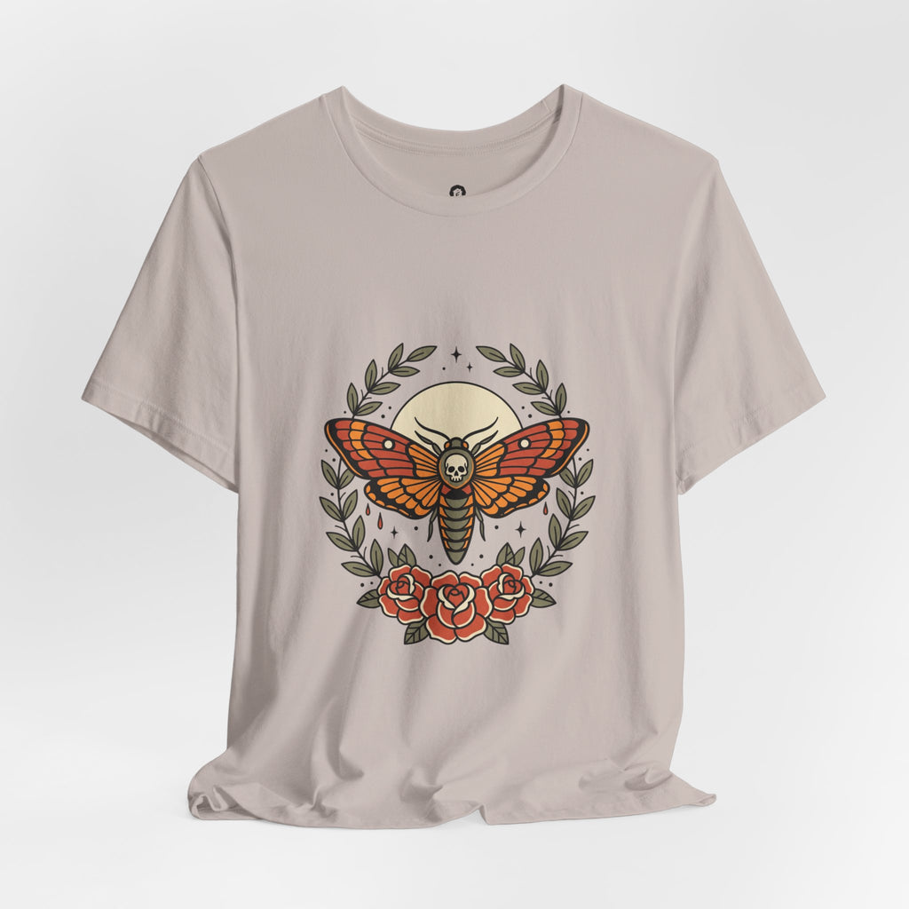Moth & Roses Traditional Tattoo Tee | Vintage Flash, Banner Floral