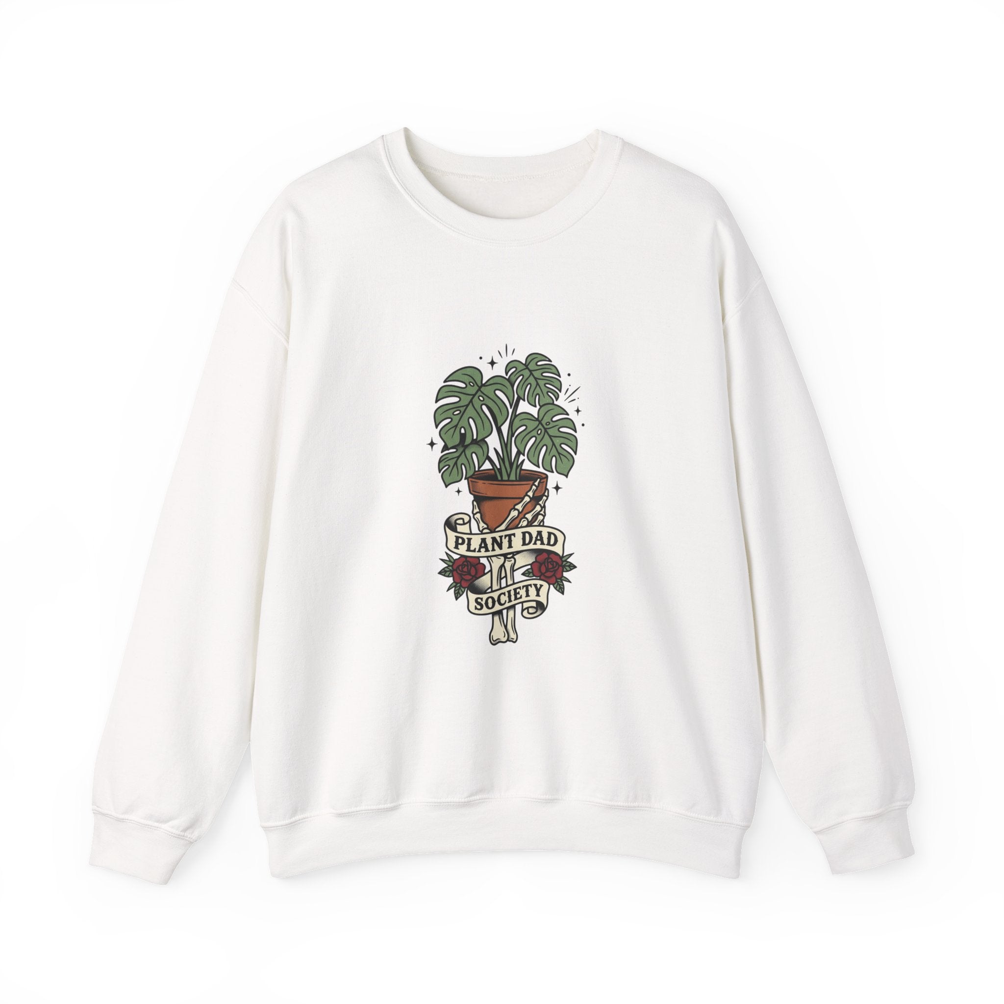 Plant Dad Tattoo-Inspired Sweatshirt | Traditional Flash Plant Lover Crew