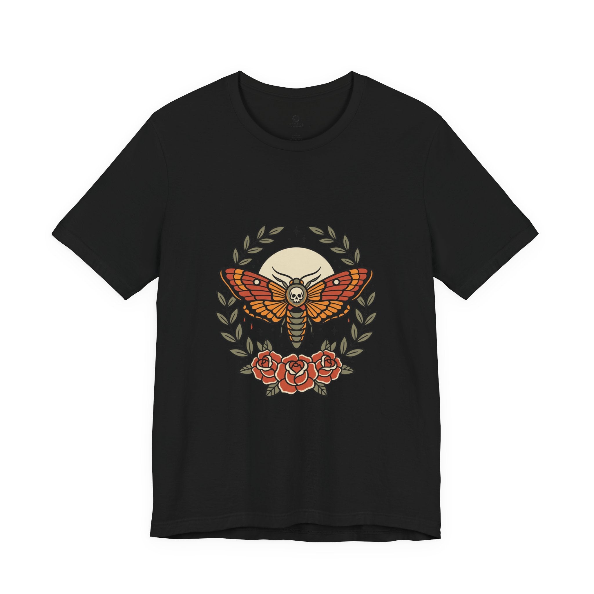 Moth & Roses Traditional Tattoo Tee | Vintage Flash, Banner Floral