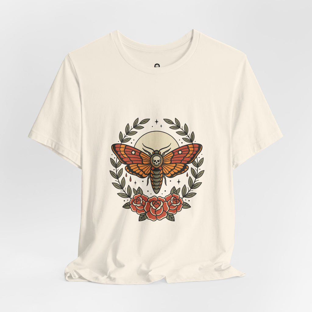 Moth & Roses Traditional Tattoo Tee | Vintage Flash, Banner Floral