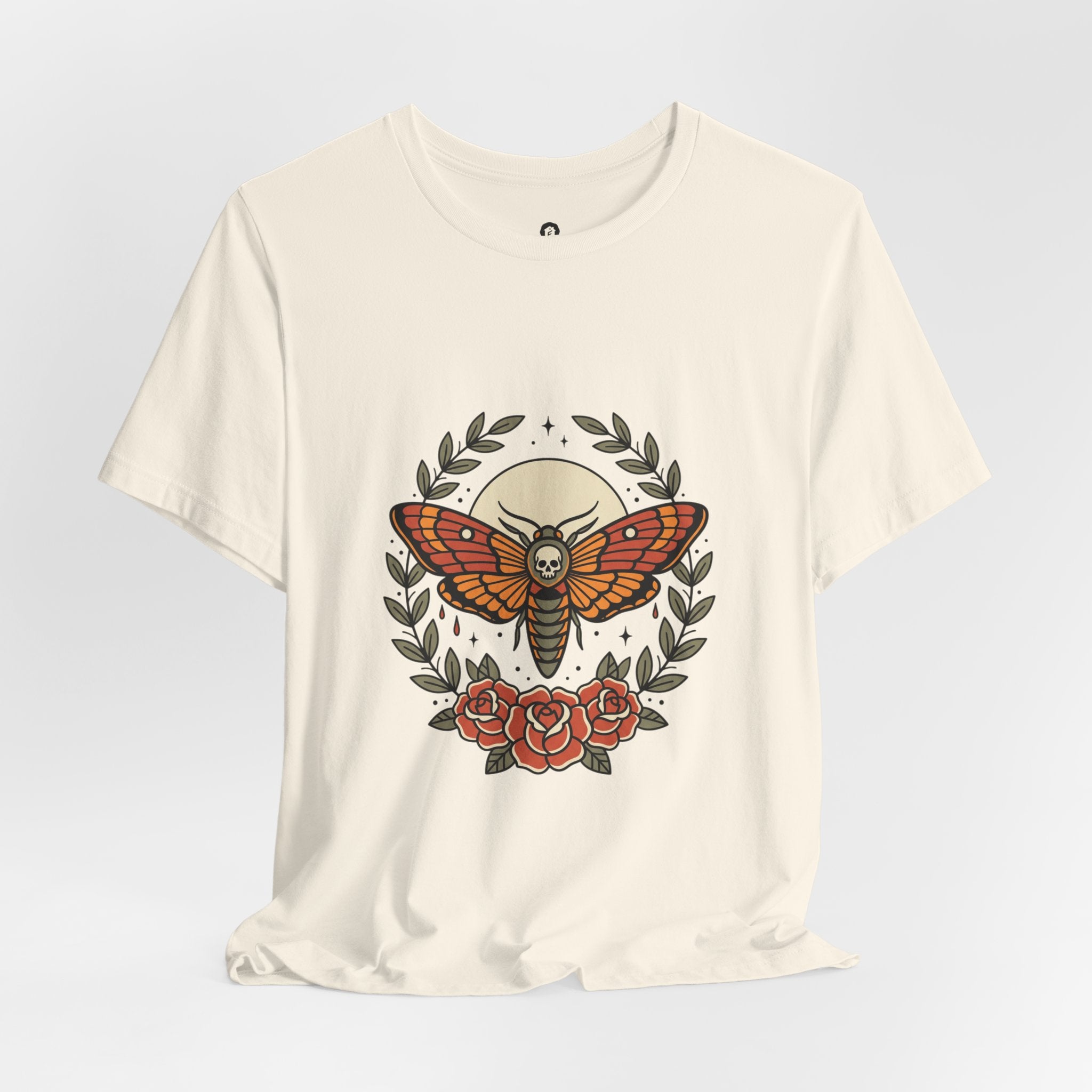 Moth & Roses Traditional Tattoo Tee | Vintage Flash, Banner Floral