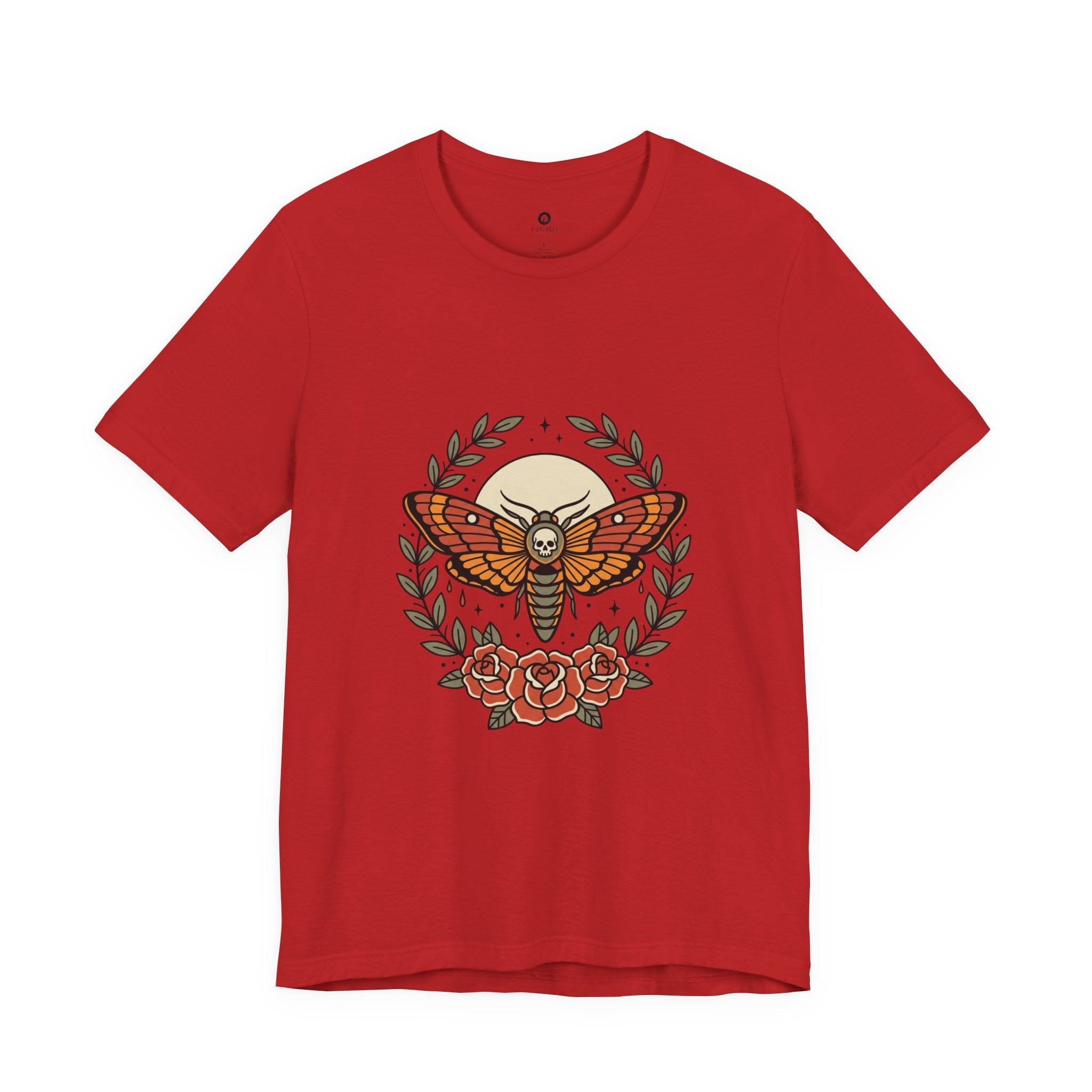Moth & Roses Traditional Tattoo Tee | Vintage Flash, Banner Floral