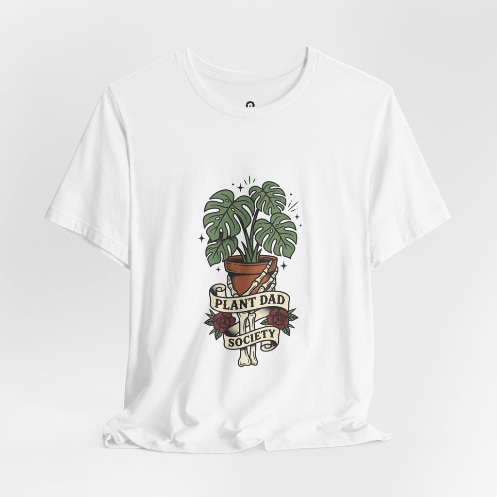 Plant Dad Society T-Shirt | Traditional Tattoo Plant Badge, Monstera Floral Flash