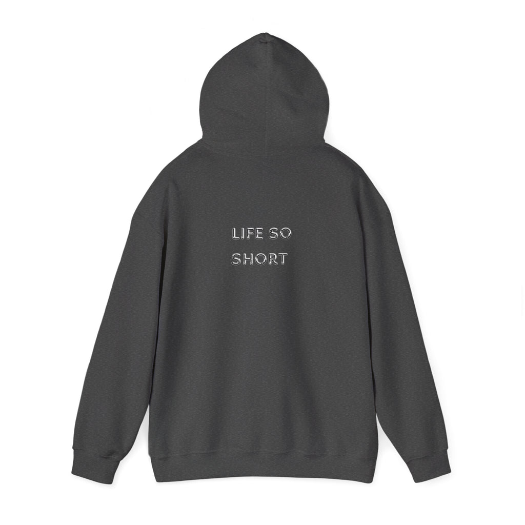 Hoodie — 'Life So Short' Minimal Logo Black Pullover