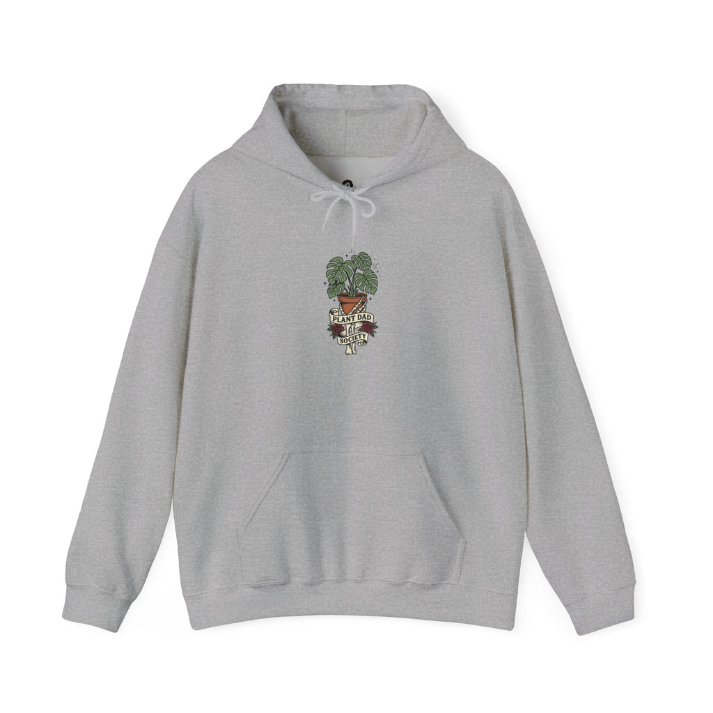 Potted Monstera Traditional Tattoo Hoodie | Vintage Flash Plant Illustration