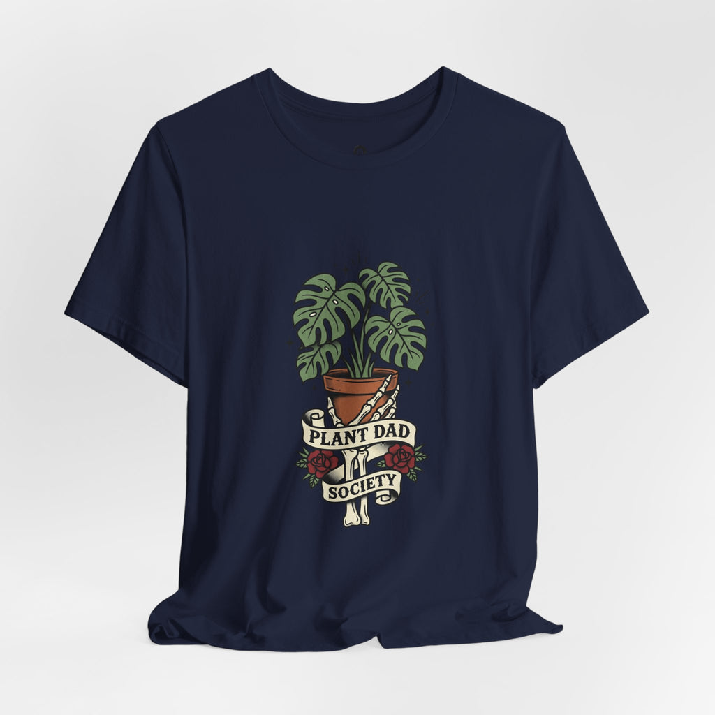 Plant Dad Society T-Shirt | Traditional Tattoo Plant Badge, Monstera Floral Flash