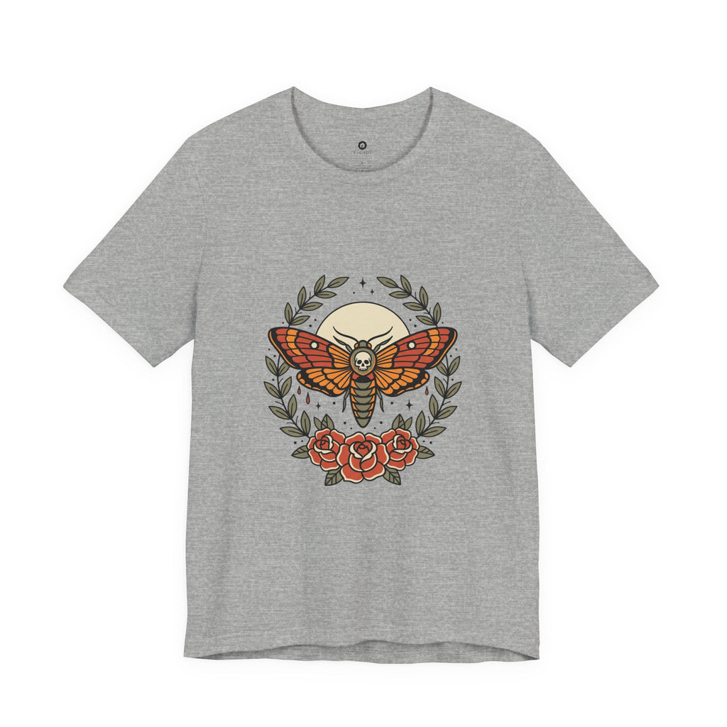 Moth & Roses Traditional Tattoo Tee | Vintage Flash, Banner Floral