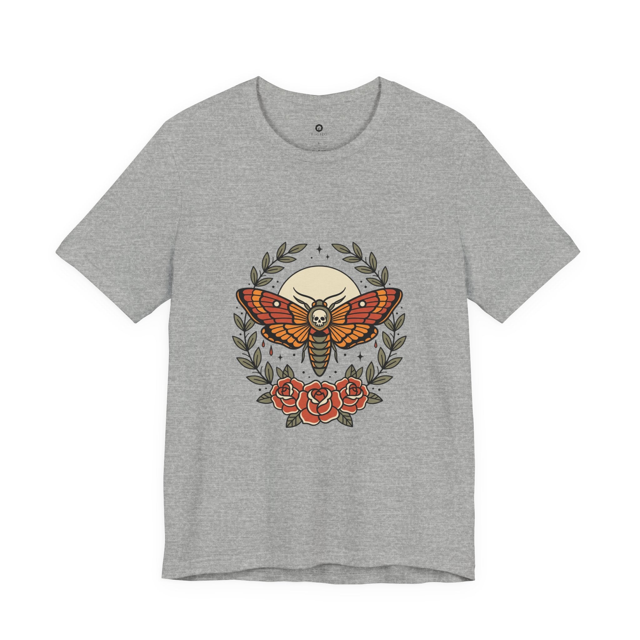 Moth & Roses Traditional Tattoo Tee | Vintage Flash, Banner Floral