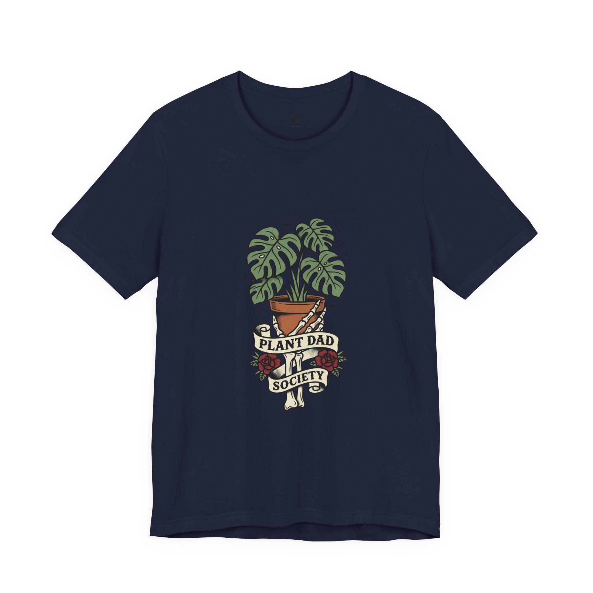 Plant Dad Society T-Shirt | Traditional Tattoo Plant Badge, Monstera Floral Flash