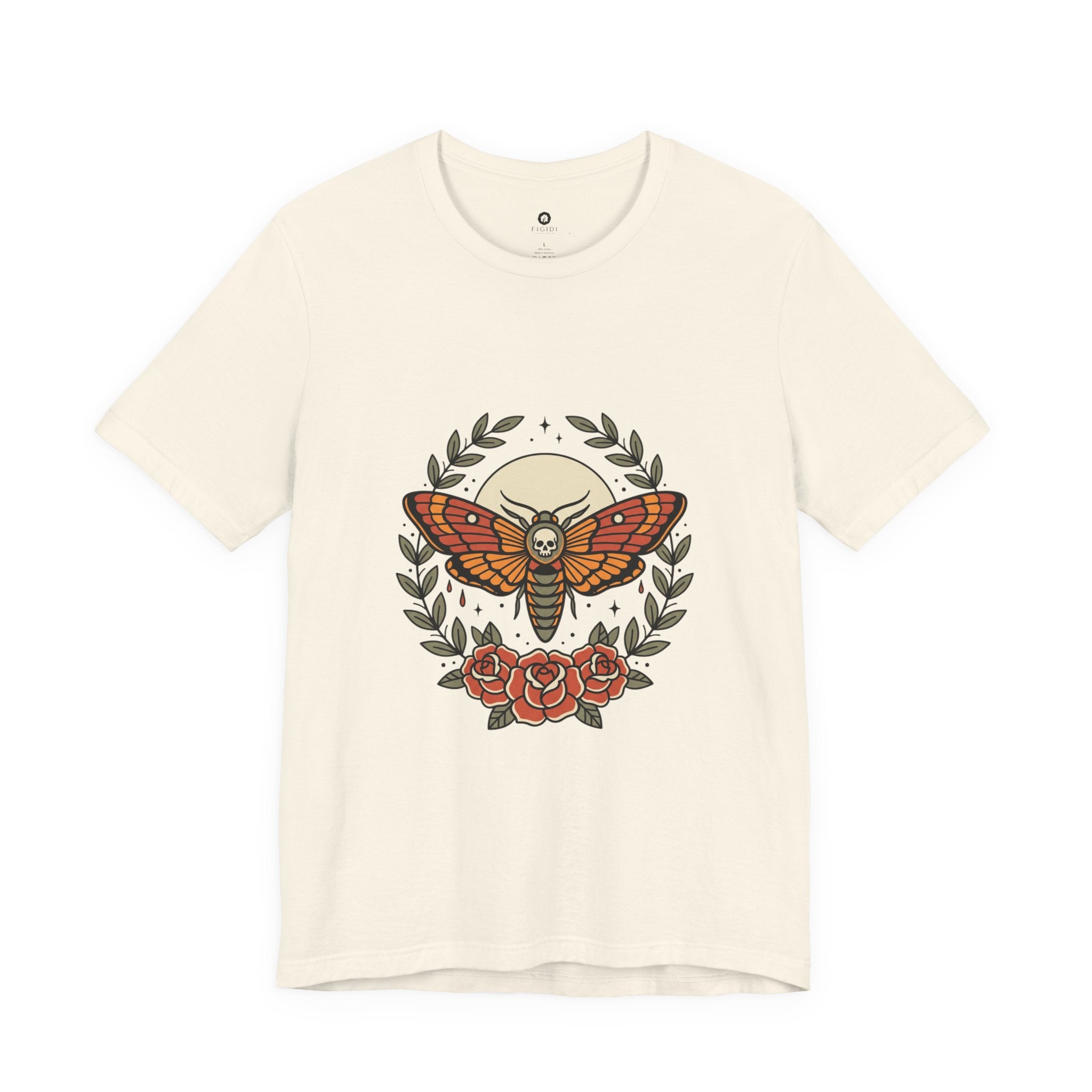 Moth & Roses Traditional Tattoo Tee | Vintage Flash, Banner Floral