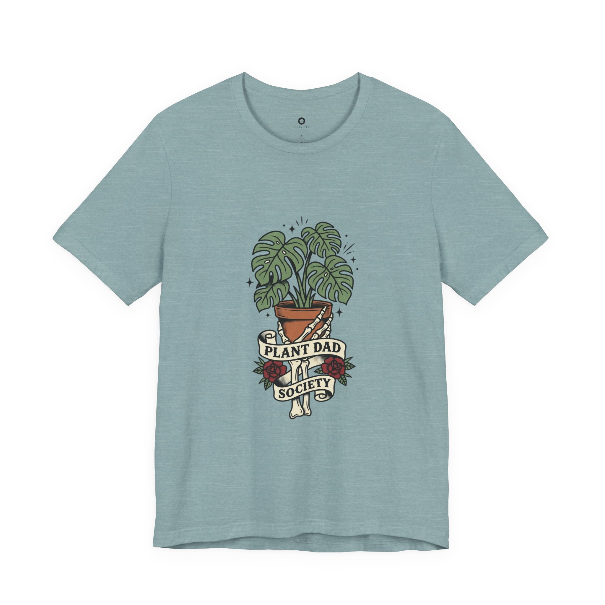 Plant Dad Society T-Shirt | Traditional Tattoo Plant Badge, Monstera Floral Flash