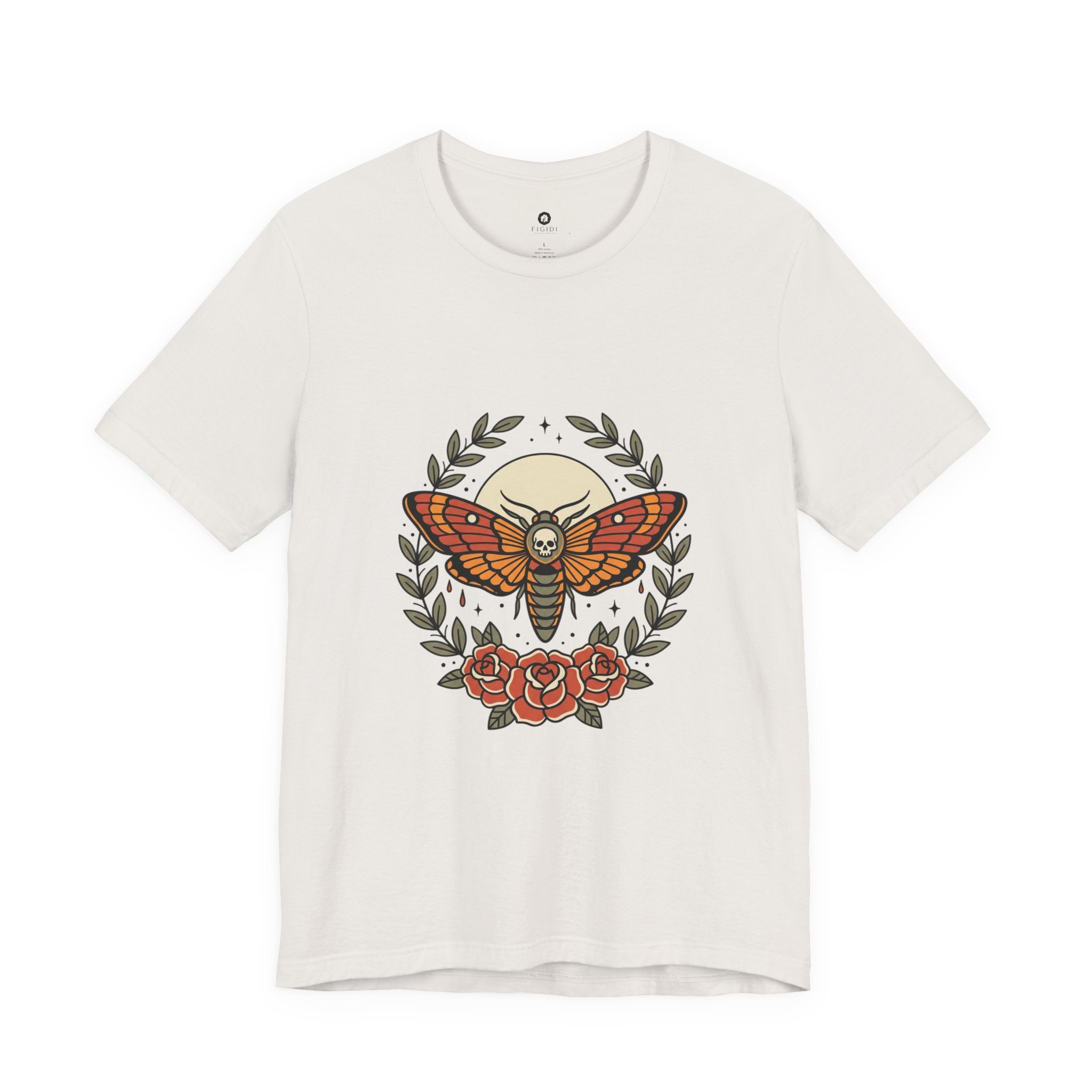 Moth & Roses Traditional Tattoo Tee | Vintage Flash, Banner Floral