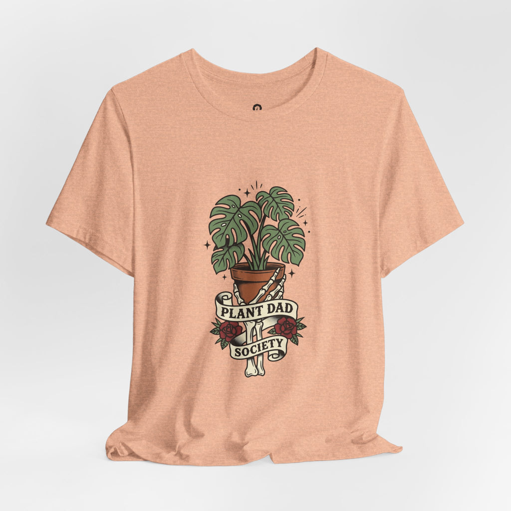 Plant Dad Society T-Shirt | Traditional Tattoo Plant Badge, Monstera Floral Flash
