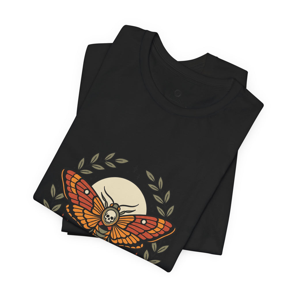 Moth & Roses Traditional Tattoo Tee | Vintage Flash, Banner Floral