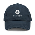 Distressed Embroidered Dad Hat — 'FIGIDI' Logo Front & 'STAY REAL' Back