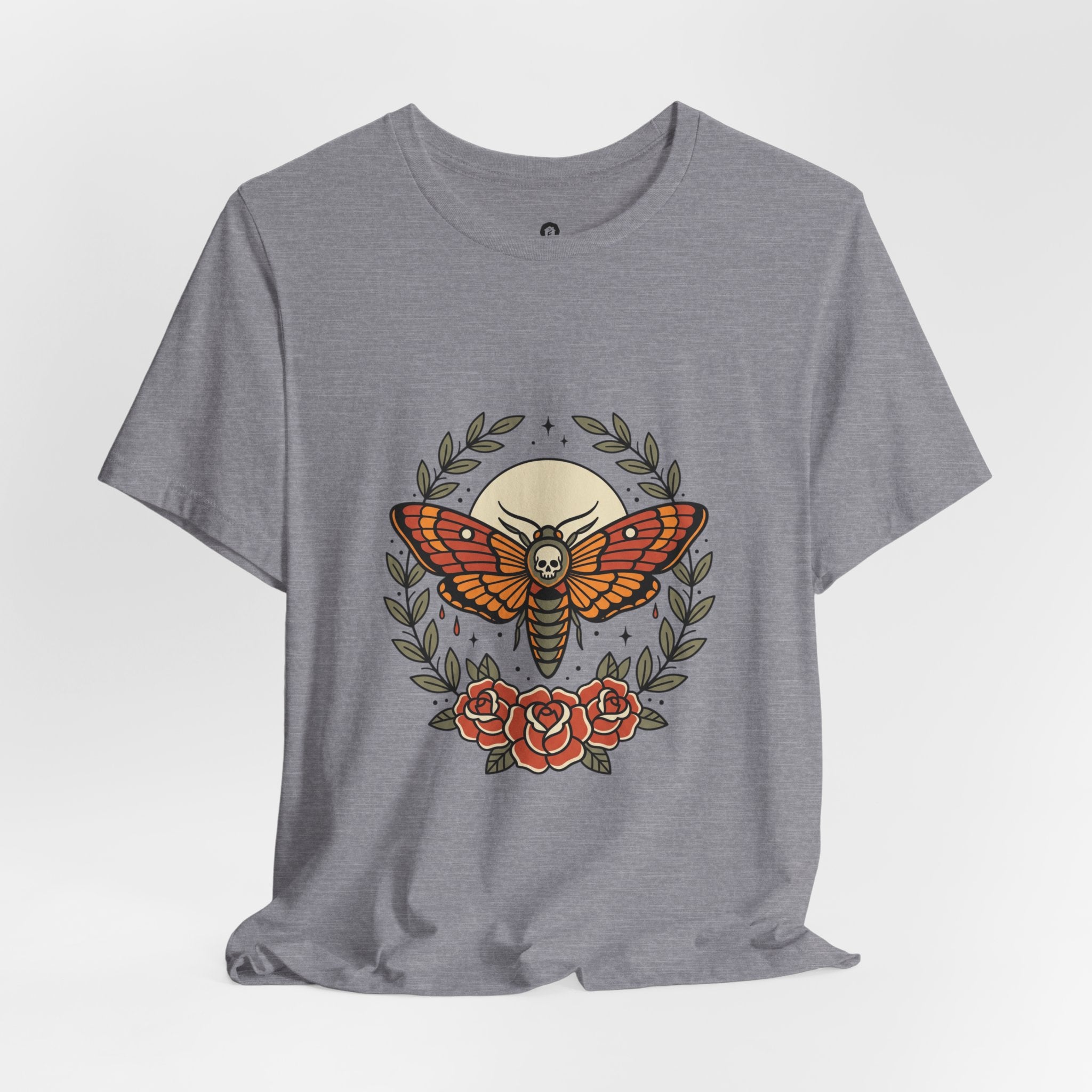 Moth & Roses Traditional Tattoo Tee | Vintage Flash, Banner Floral