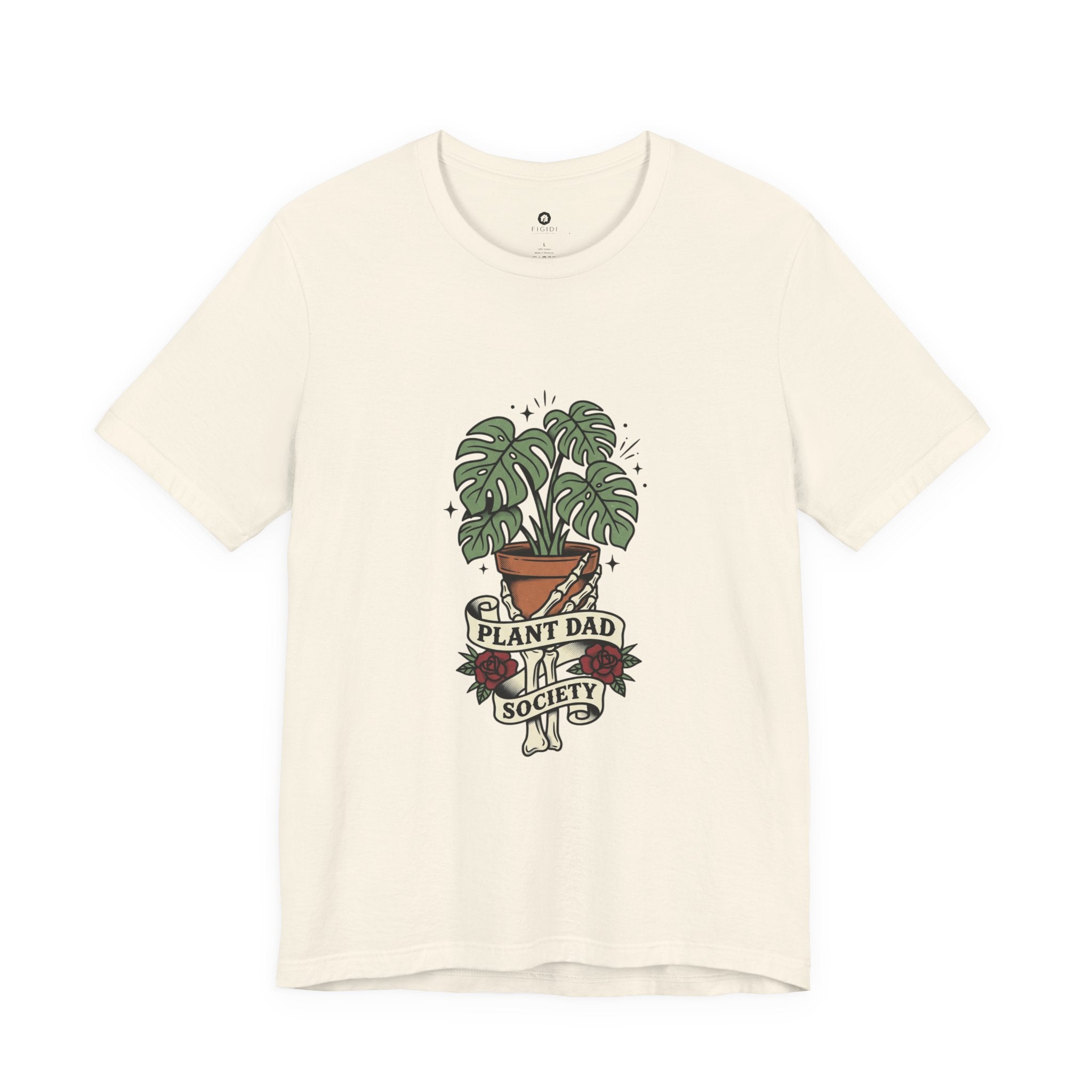 Plant Dad Society T-Shirt | Traditional Tattoo Plant Badge, Monstera Floral Flash
