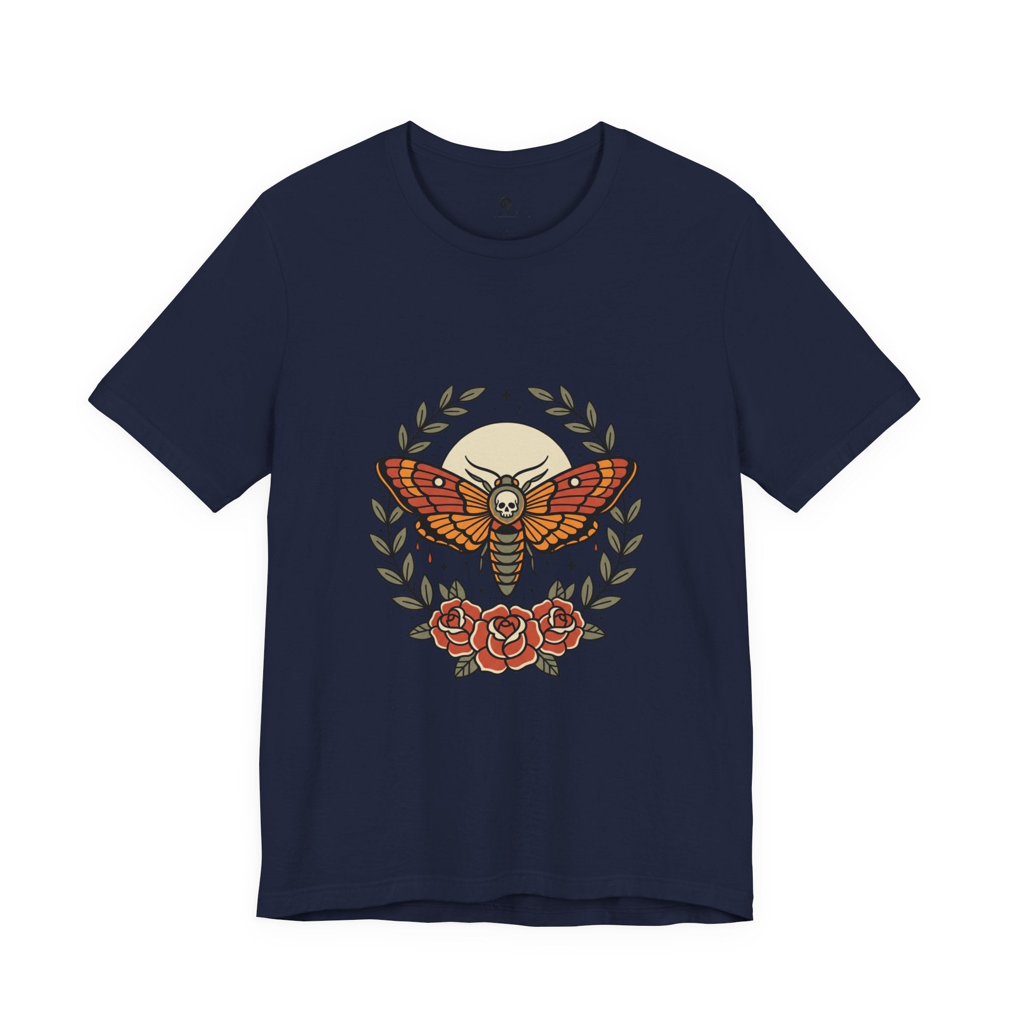 Moth & Roses Traditional Tattoo Tee | Vintage Flash, Banner Floral