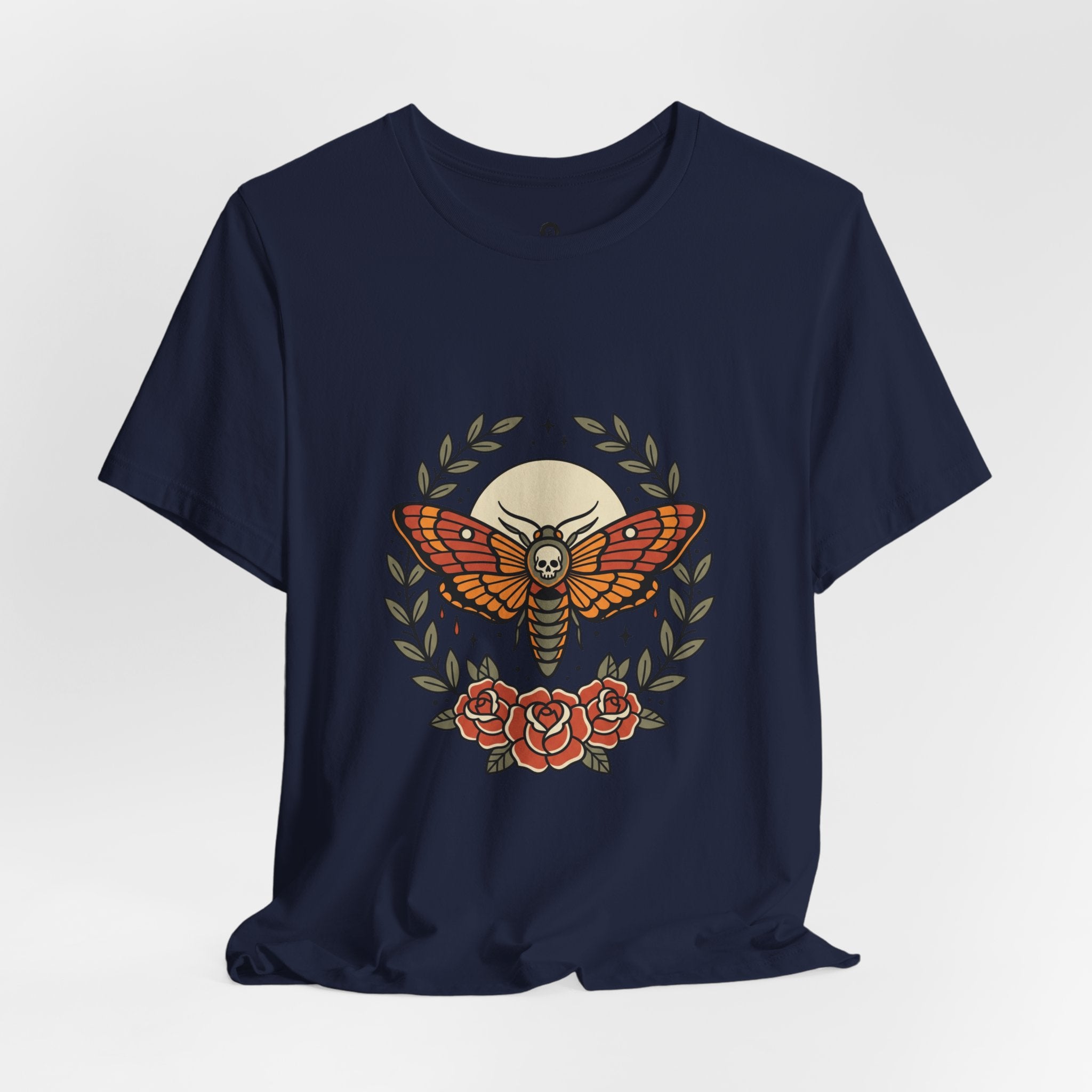 Moth & Roses Traditional Tattoo Tee | Vintage Flash, Banner Floral