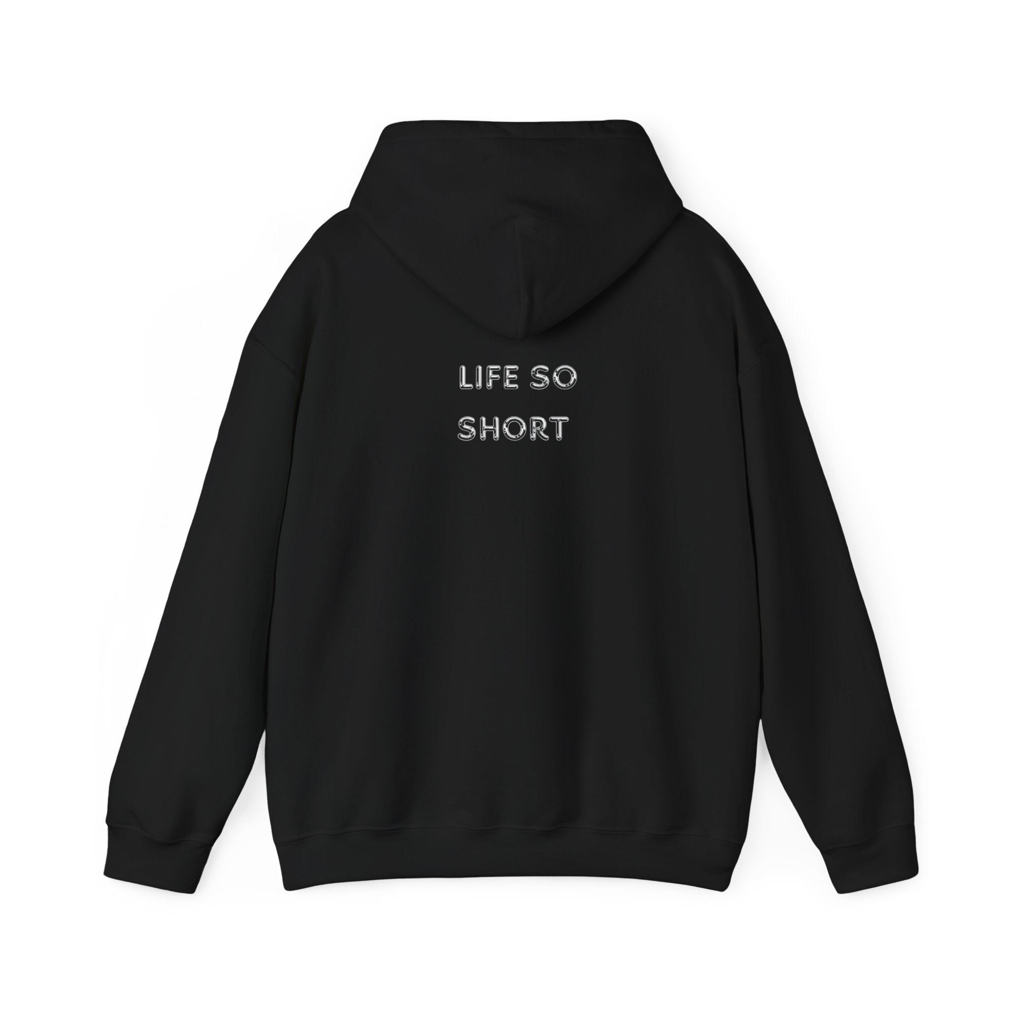 Hoodie — 'Life So Short' Minimal Logo Black Pullover