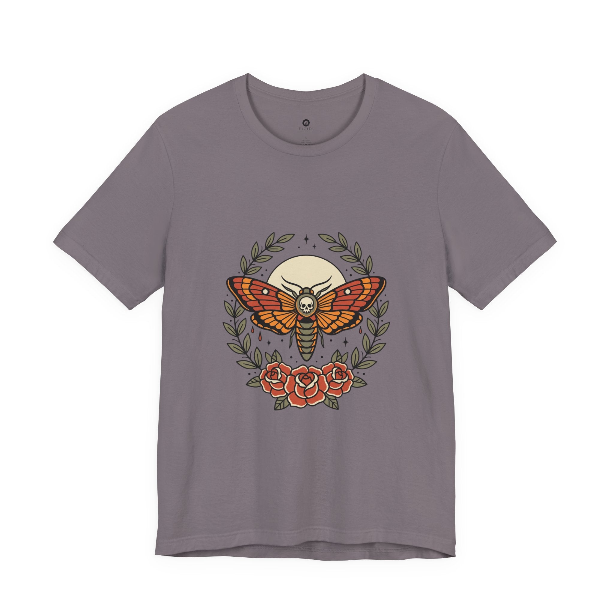 Moth & Roses Traditional Tattoo Tee | Vintage Flash, Banner Floral
