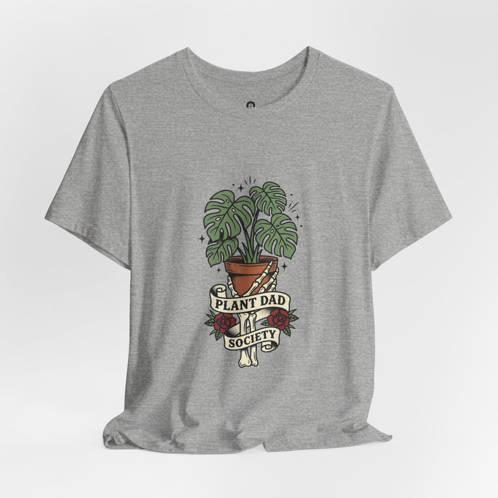 Plant Dad Society T-Shirt | Traditional Tattoo Plant Badge, Monstera Floral Flash