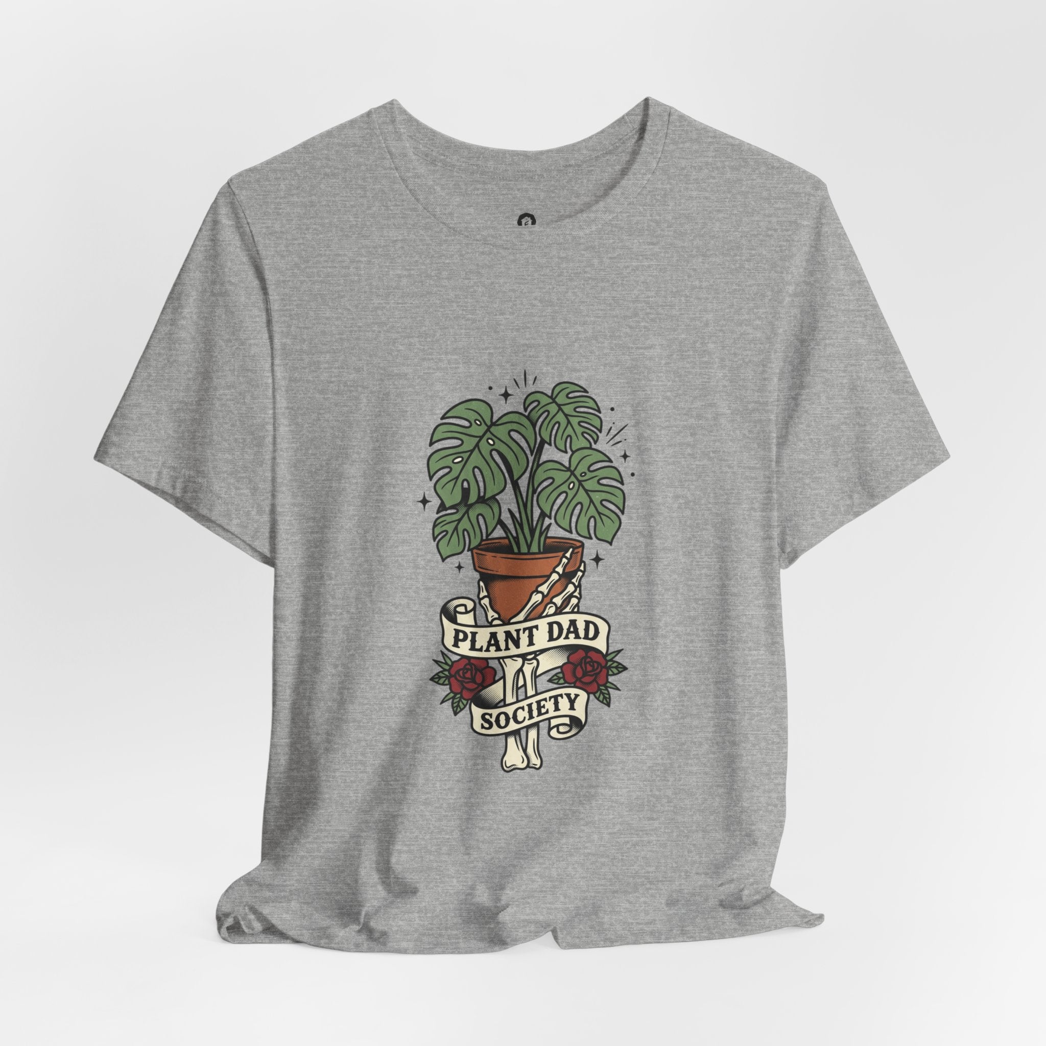 Plant Dad Society T-Shirt | Traditional Tattoo Plant Badge, Monstera Floral Flash