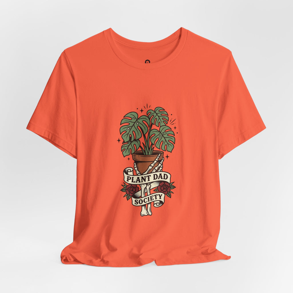 Plant Dad Society T-Shirt | Traditional Tattoo Plant Badge, Monstera Floral Flash
