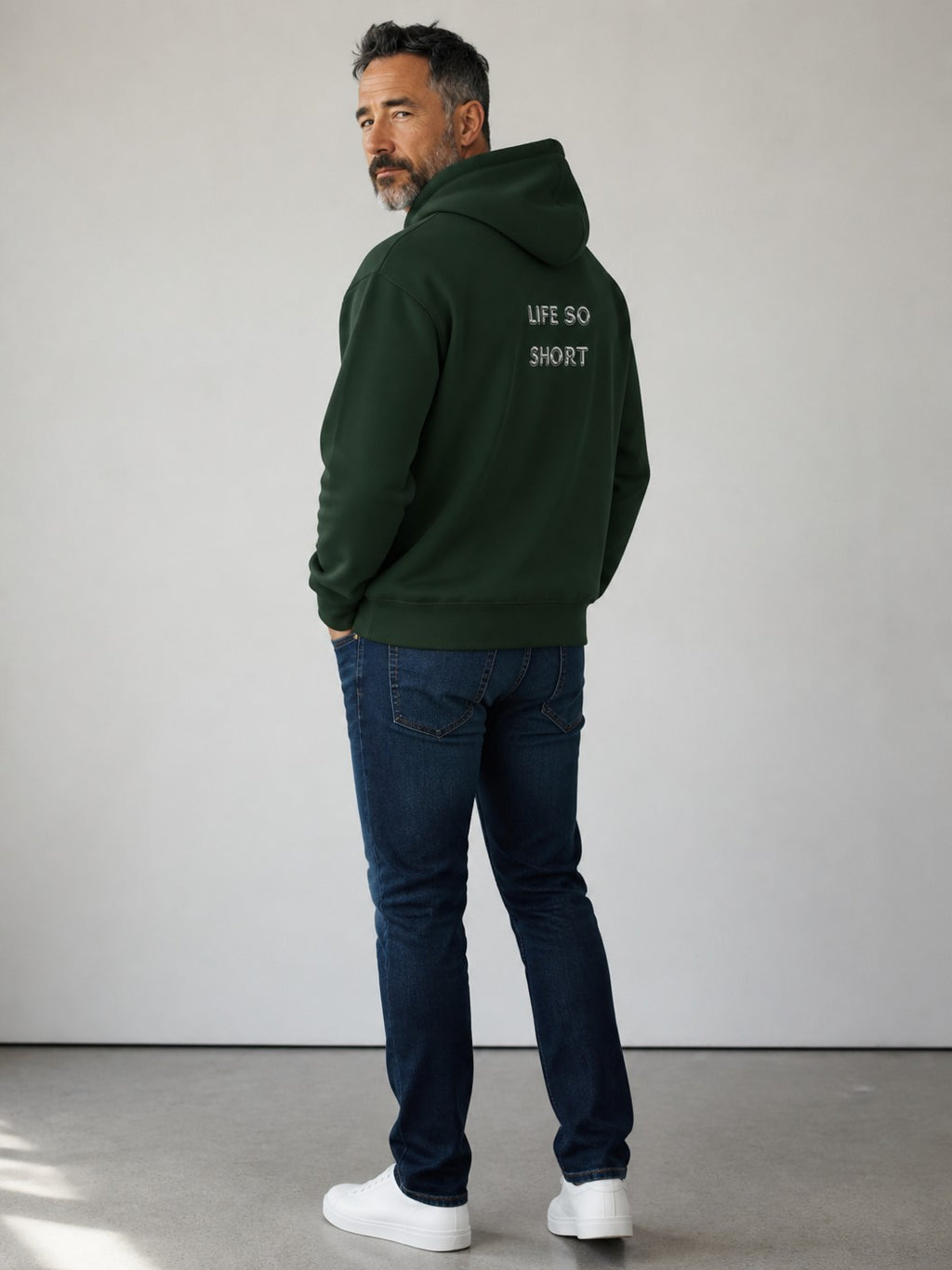 Hoodie — 'Life So Short' Minimal Logo Black Pullover