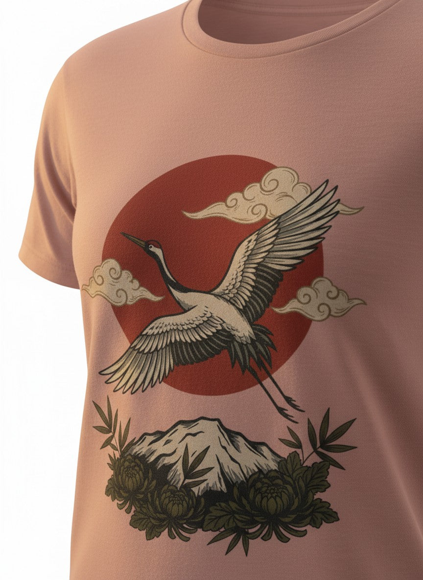Flying Crane Vintage Flash Tee | Traditional Tattoo-Inspired