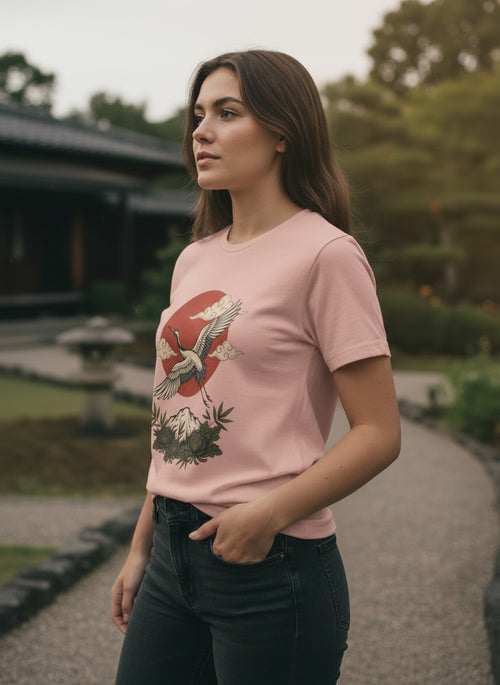 Flying Crane Vintage Flash Tee | Traditional Tattoo-Inspired