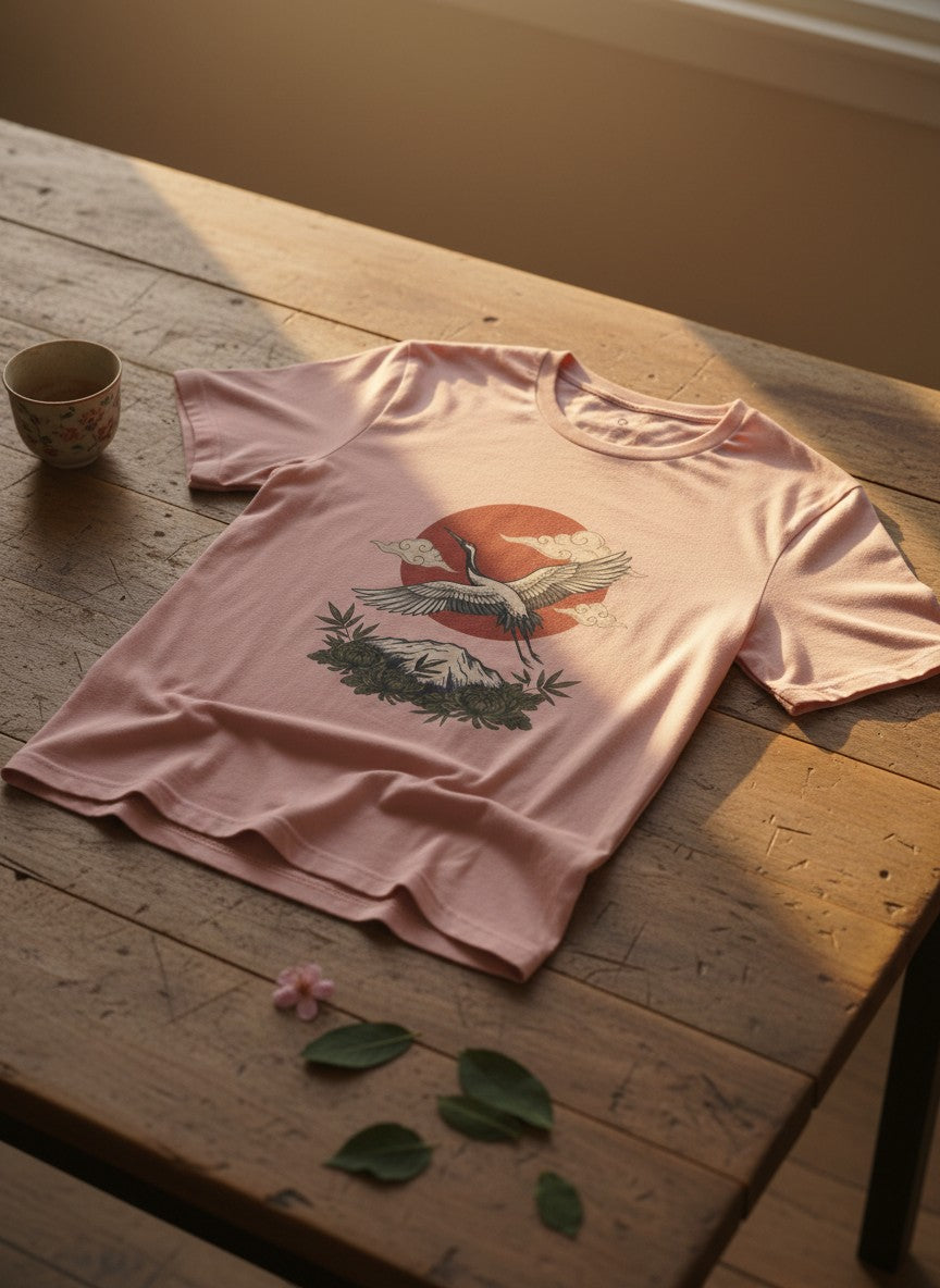 Flying Crane Vintage Flash Tee | Traditional Tattoo-Inspired